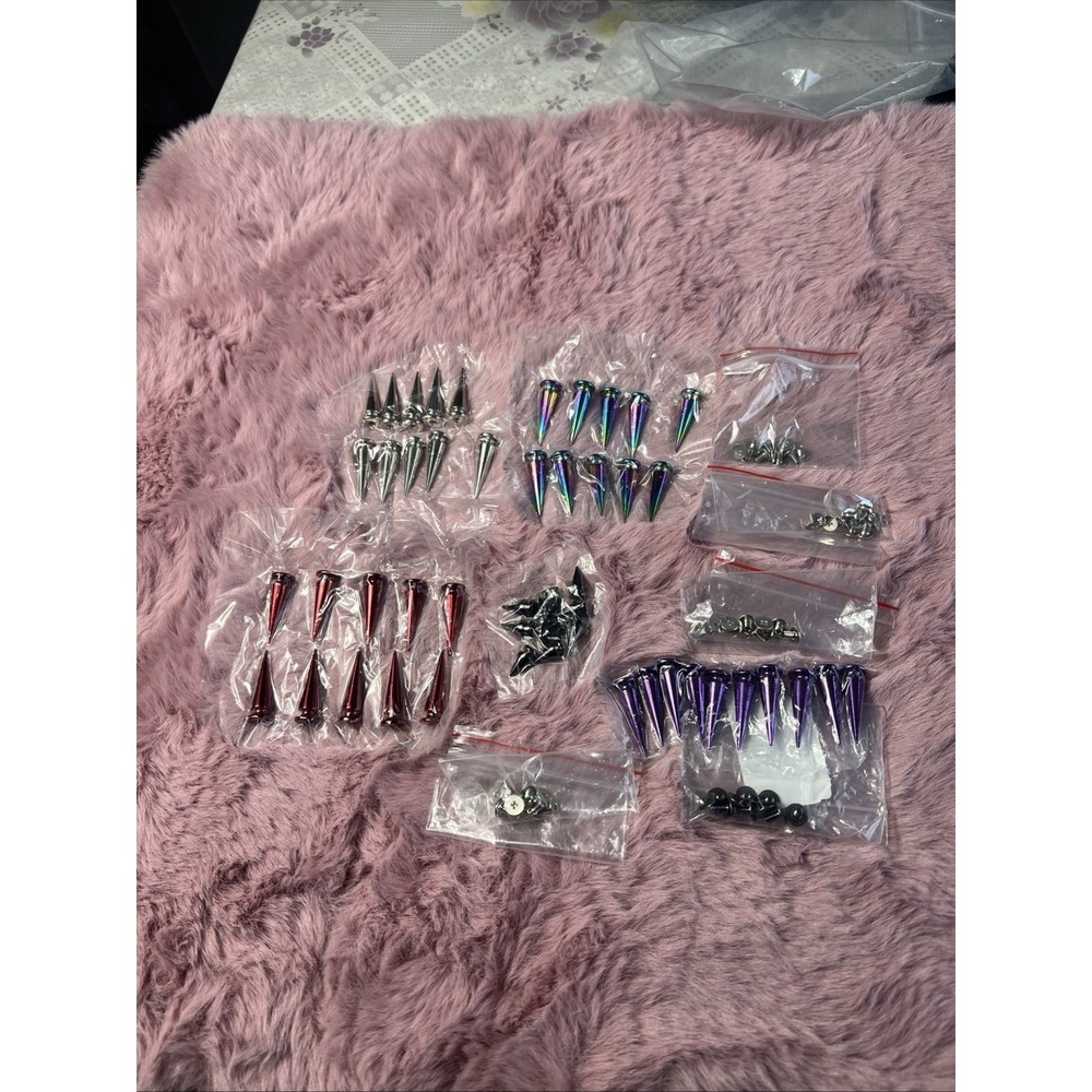 Chazcool 50 Pcs Cone Spikes For Clothes Or‎ Anything  Metal Rivers  Mix Sizes